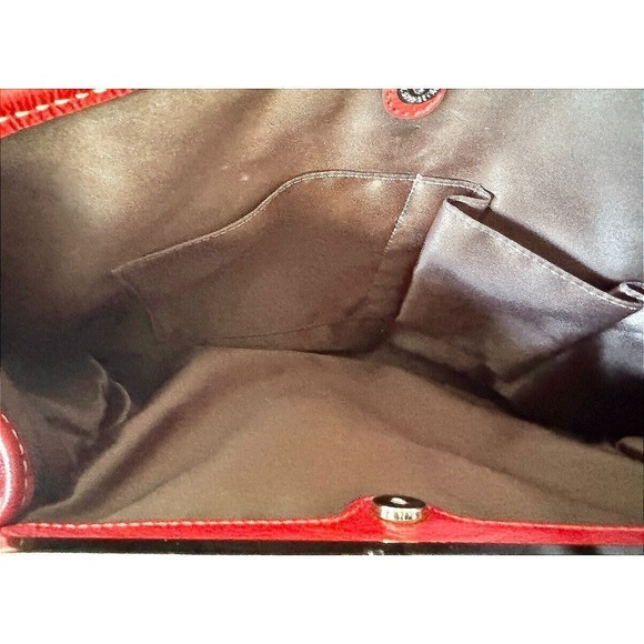 Coach Red Patent Leather Op Art Tote Bag Satchel Purse Designer Handbag 15x4x11" - Picture 15 of 16